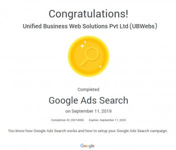 Google Search ads certificate